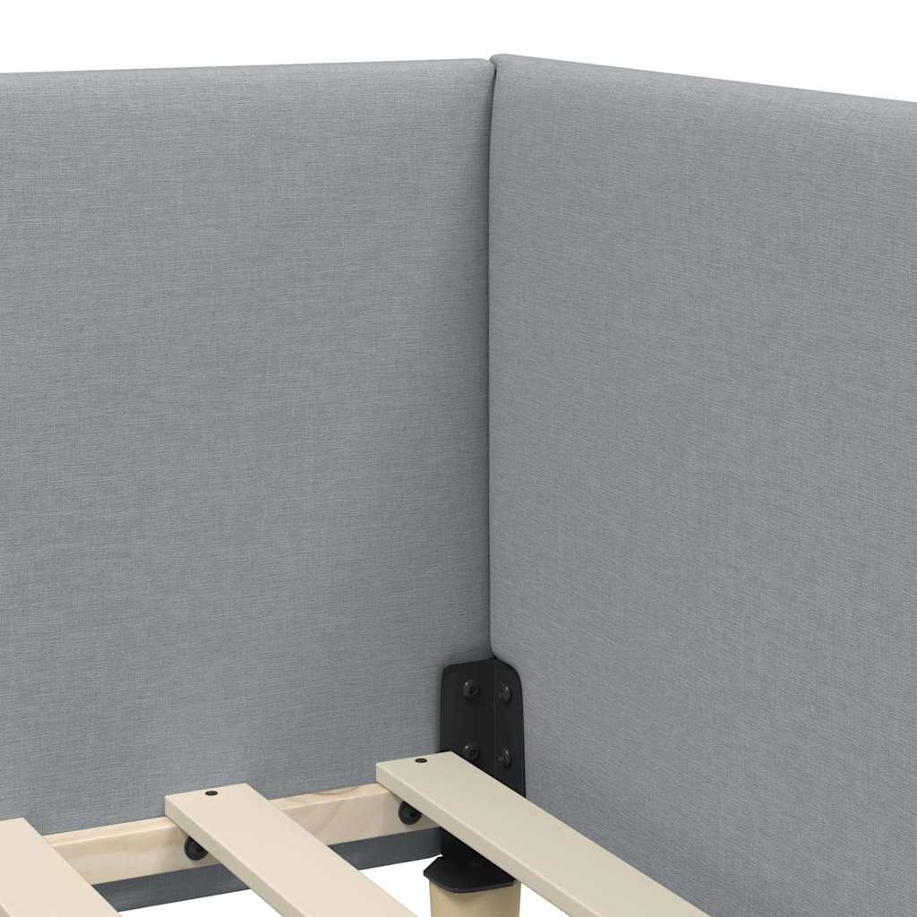 Hoekbedframe Lichtgrijs 90 cm x 200 cm Stof en multiplex is nu te koop bij PeponiXL, paradijselijk wonen!