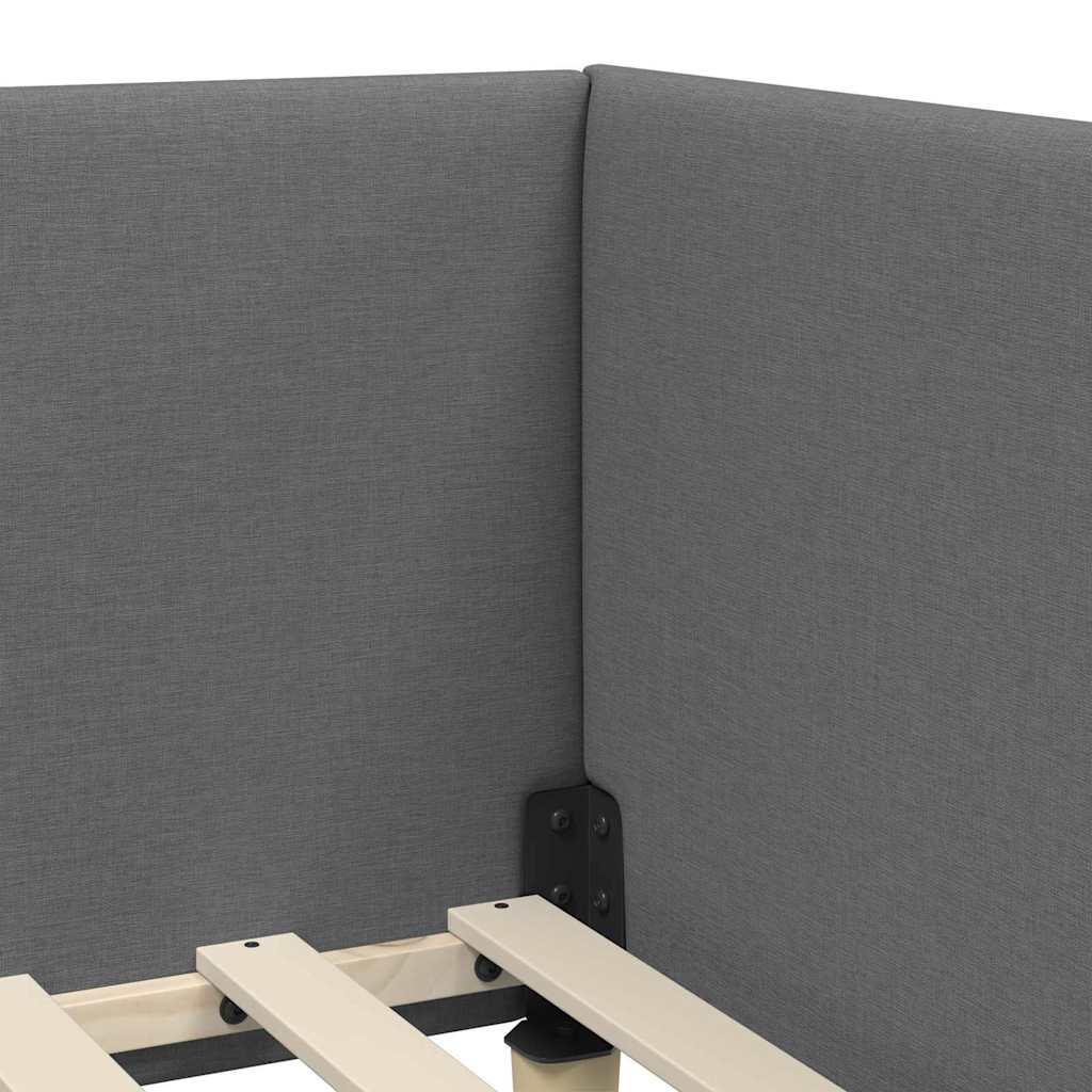 Hoekbedframe Donkergrijs 90 cm x 200 cm Stof en multiplex is nu te koop bij PeponiXL, paradijselijk wonen!