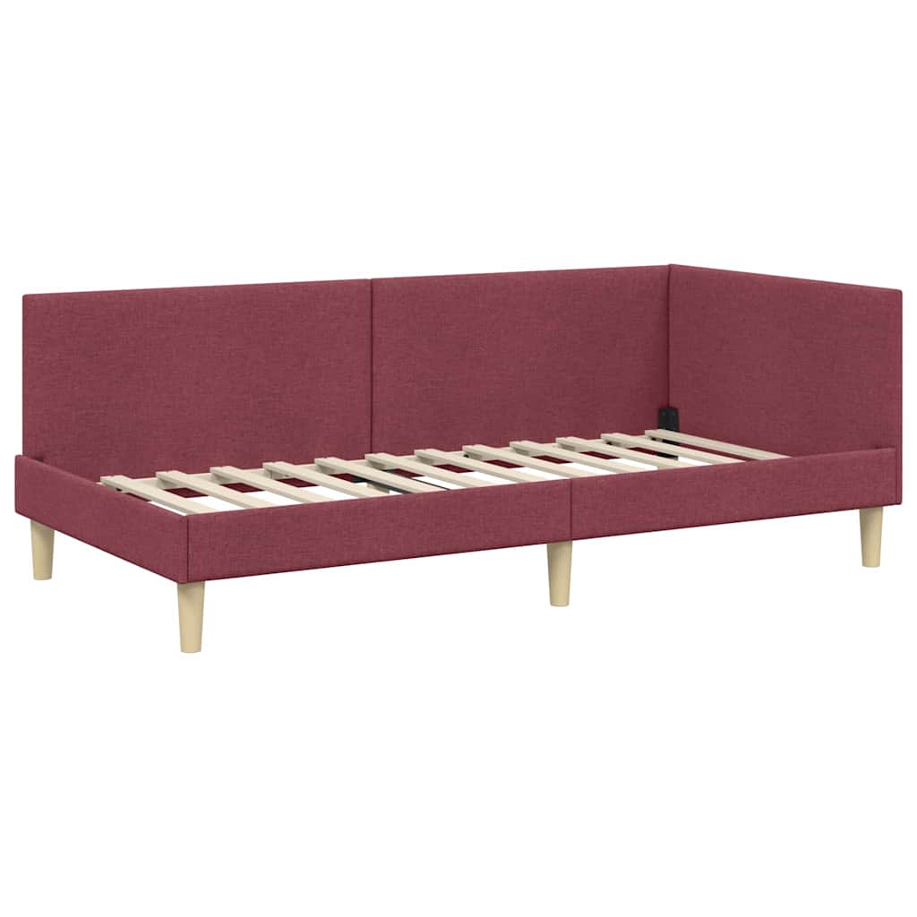 Hoekbedframe Wijnrood 90 cm x 200 cm Stof en multiplex is nu te koop bij PeponiXL, paradijselijk wonen!