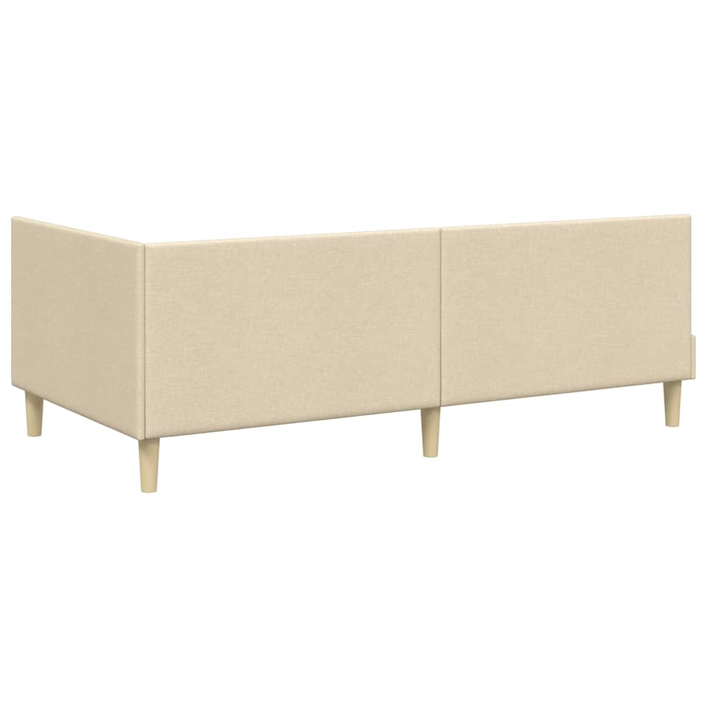Hoekbedframe Crème 90 cm x 200 cm Stof en multiplex is nu te koop bij PeponiXL, paradijselijk wonen!