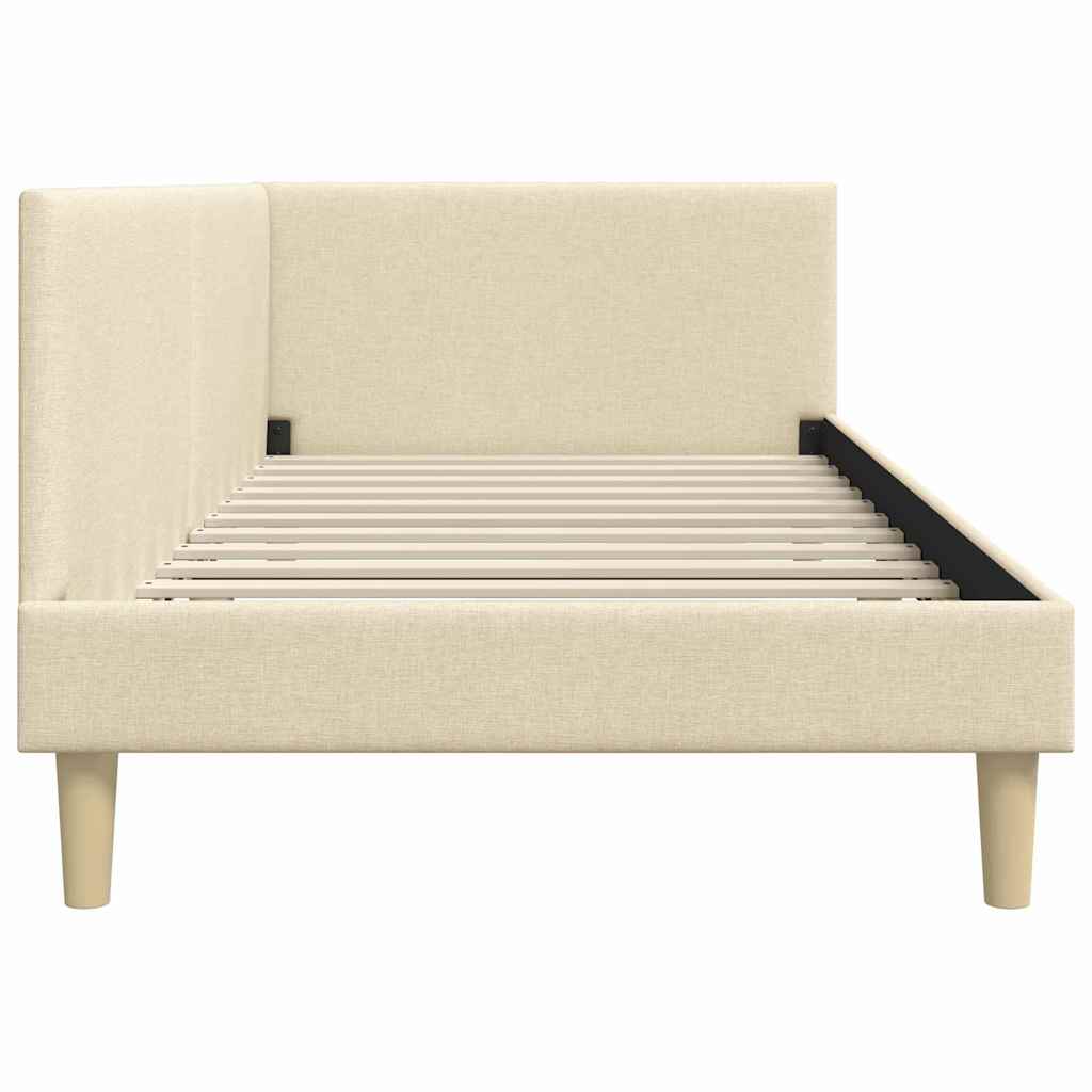 Hoekbedframe Crème 90 cm x 200 cm Stof en multiplex is nu te koop bij PeponiXL, paradijselijk wonen!