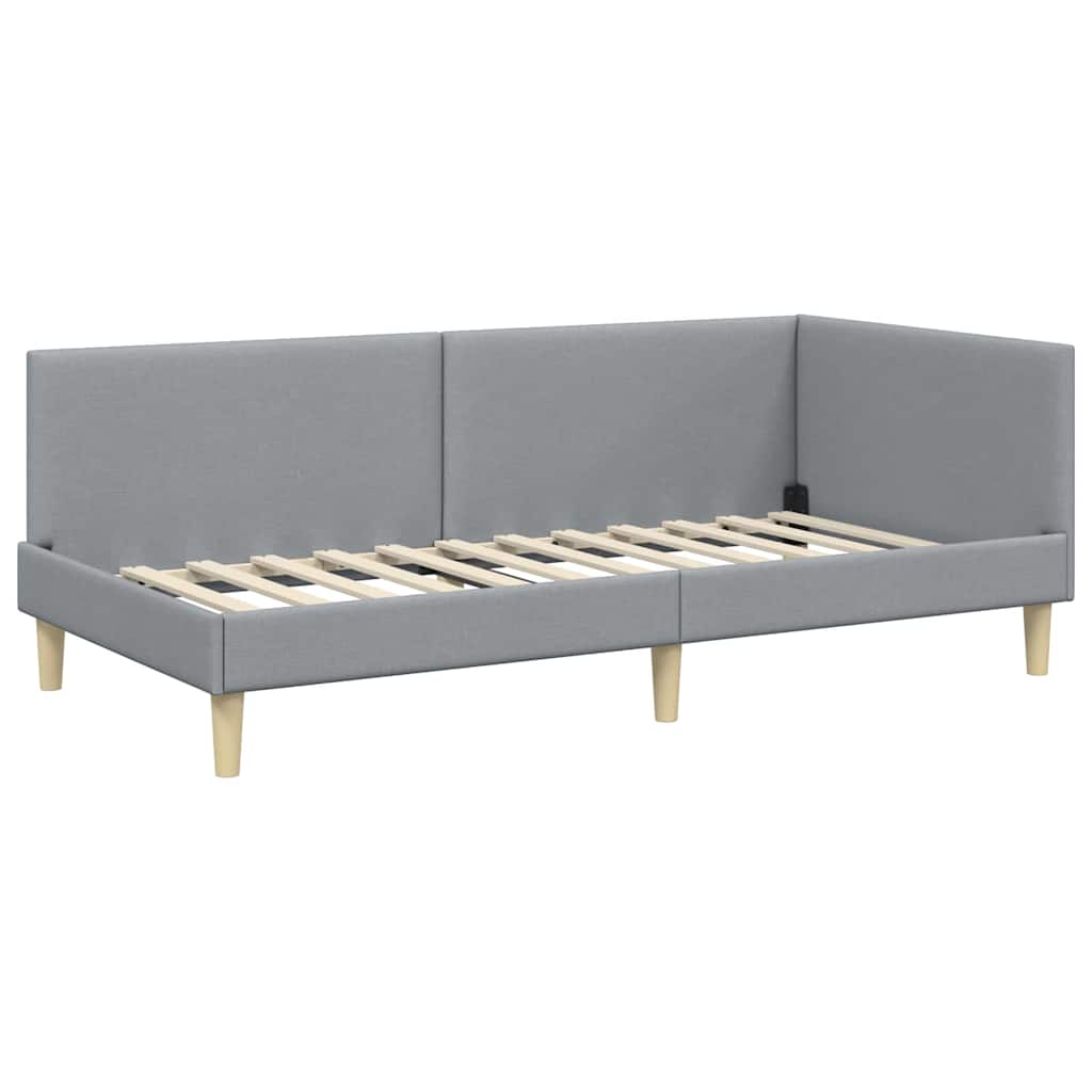 Hoekbedframe Lichtgrijs 100 cm x 200 cm Stof en multiplex is nu te koop bij PeponiXL, paradijselijk wonen!