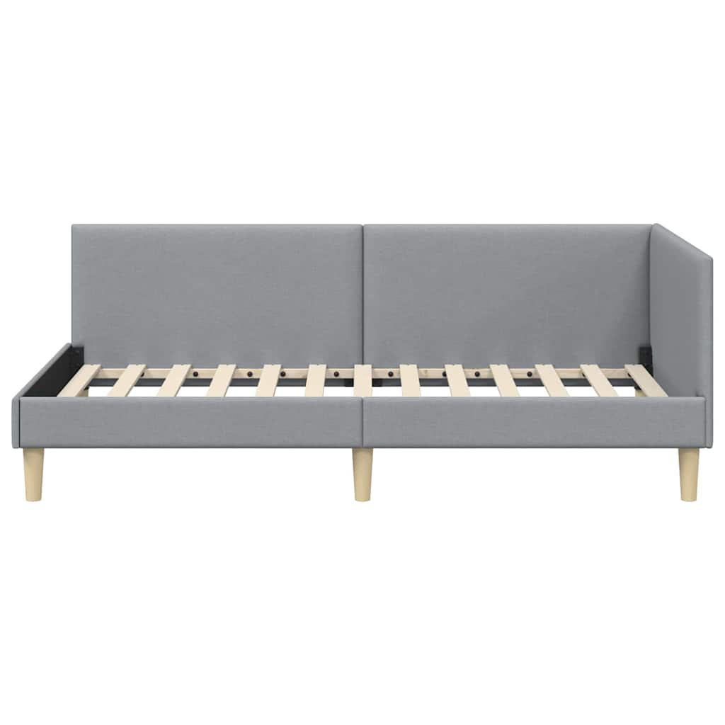 Hoekbedframe Lichtgrijs 100 cm x 200 cm Stof en multiplex is nu te koop bij PeponiXL, paradijselijk wonen!