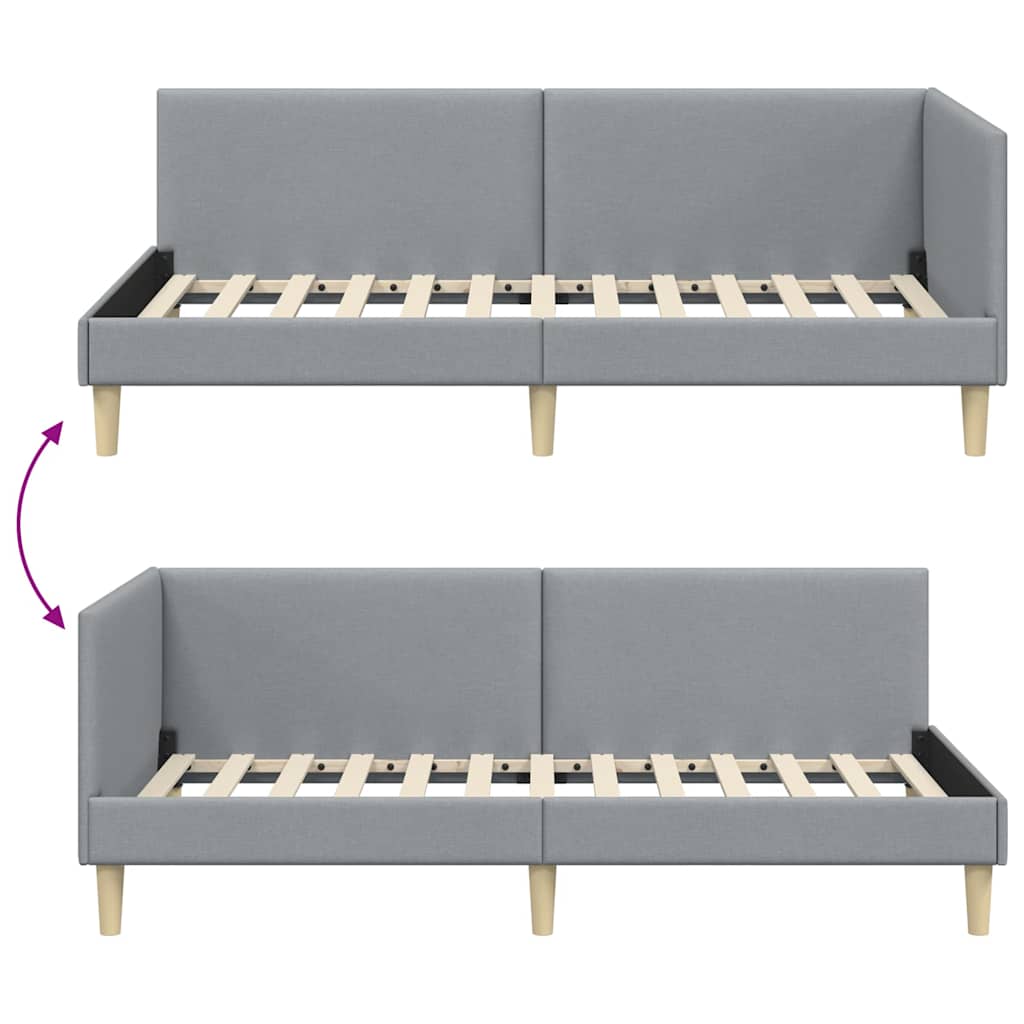 Hoekbedframe Lichtgrijs 100 cm x 200 cm Stof en multiplex is nu te koop bij PeponiXL, paradijselijk wonen!