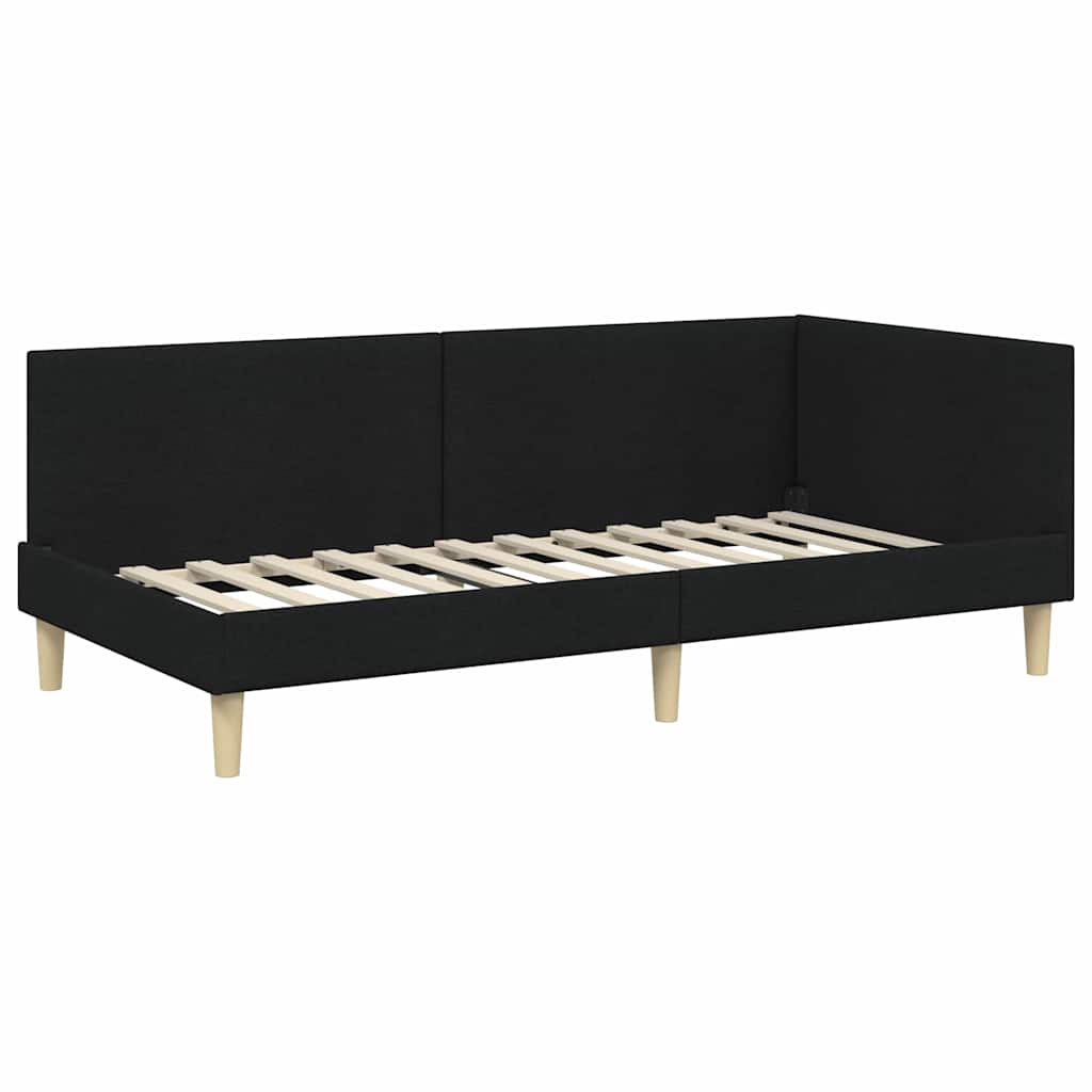 Hoekbedframe Zwart 100 cm x 200 cm Stof en multiplex is nu te koop bij PeponiXL, paradijselijk wonen!