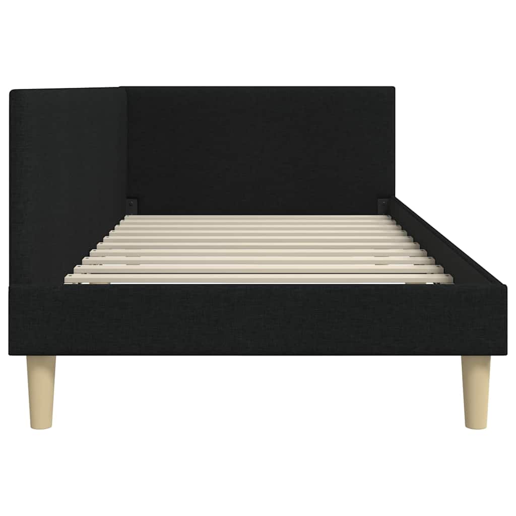 Hoekbedframe Zwart 100 cm x 200 cm Stof en multiplex is nu te koop bij PeponiXL, paradijselijk wonen!