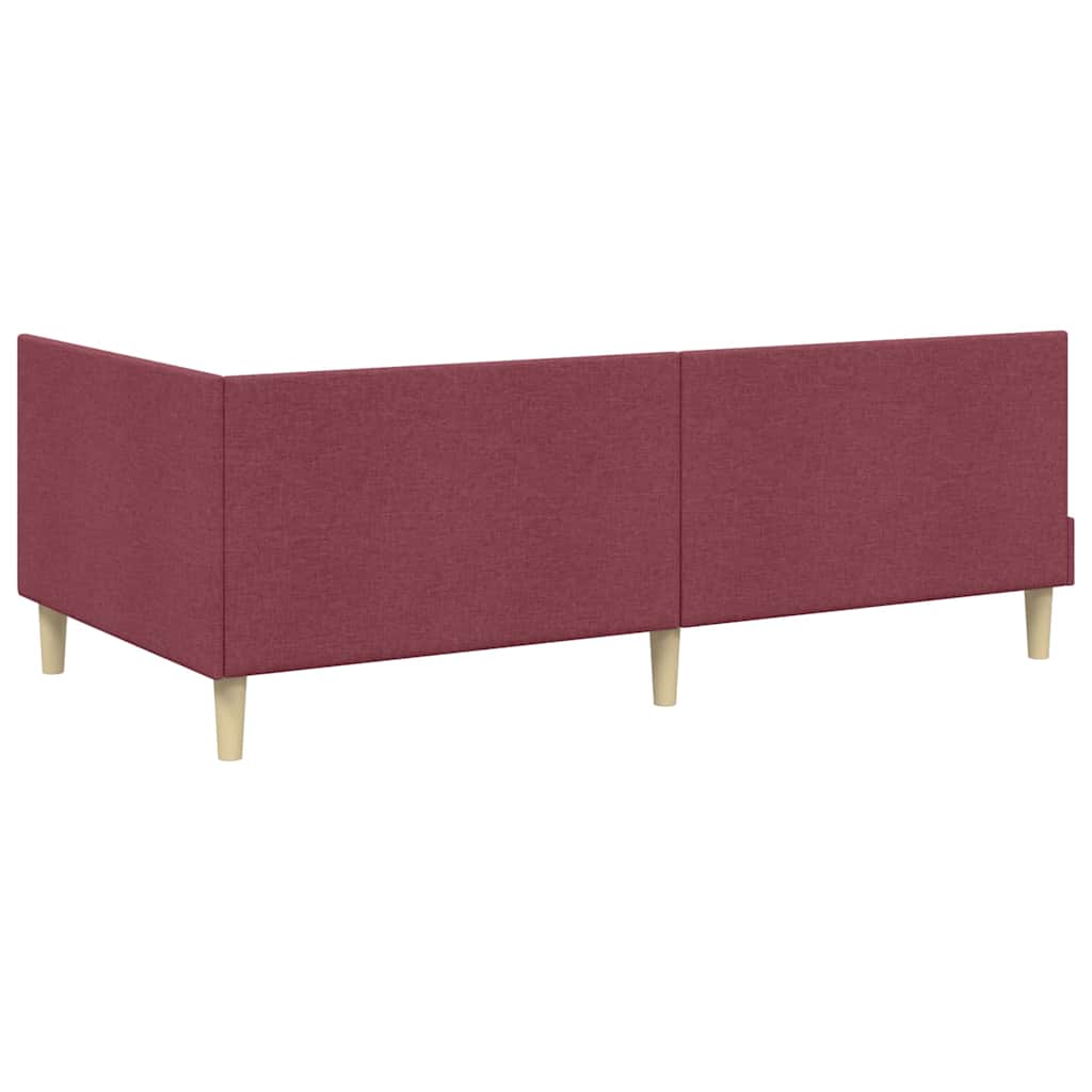 Hoekbedframe Wijnrood 100 cm x 200 cm Stof en multiplex is nu te koop bij PeponiXL, paradijselijk wonen!