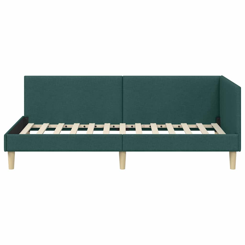 Hoekbedframe Donkergroen 100 cm x 200 cm Stof en multiplex is nu te koop bij PeponiXL, paradijselijk wonen!