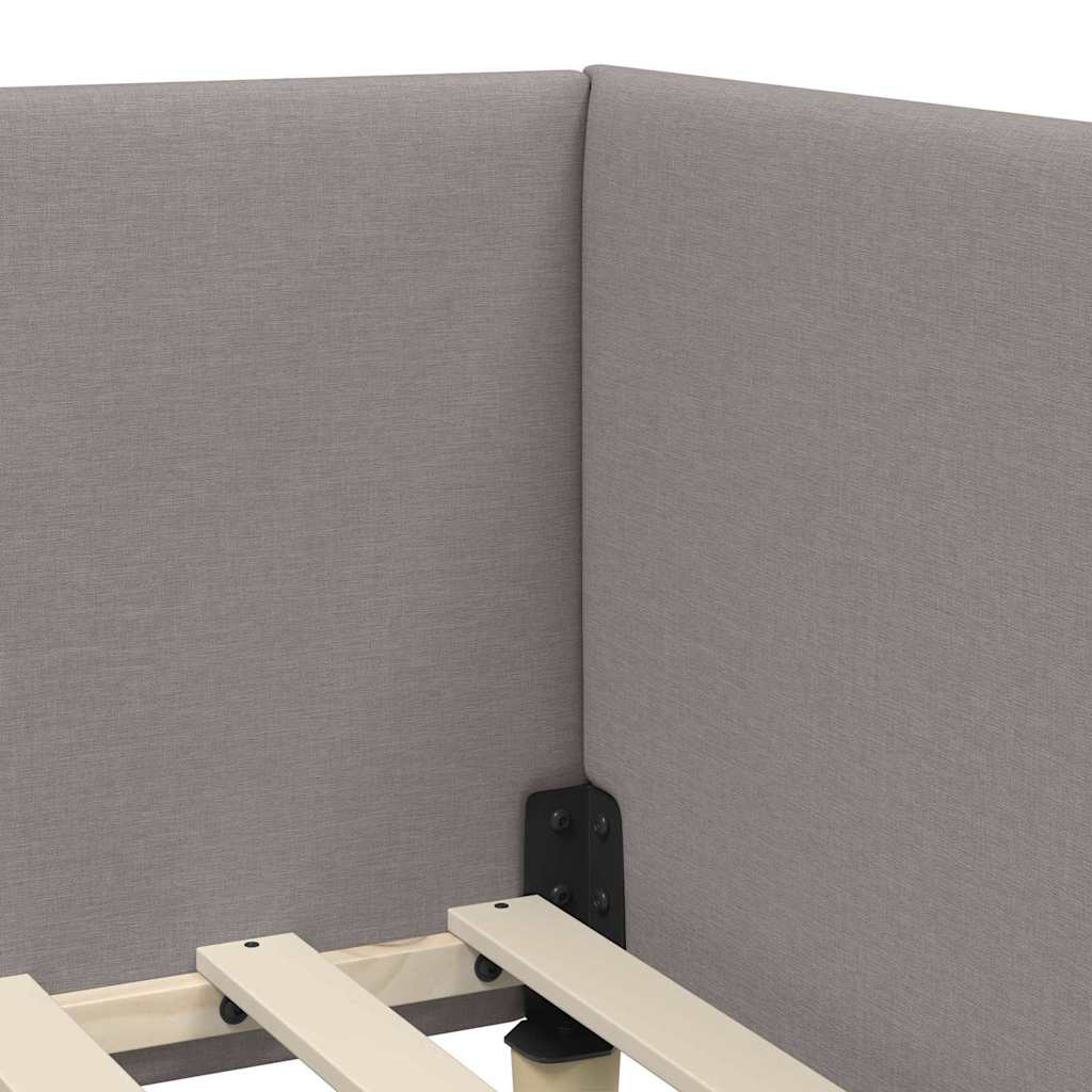 Hoekbedframe Taupe 100 cm x 200 cm Stof en multiplex is nu te koop bij PeponiXL, paradijselijk wonen!
