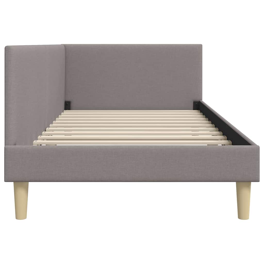 Hoekbedframe Taupe 100 cm x 200 cm Stof en multiplex is nu te koop bij PeponiXL, paradijselijk wonen!