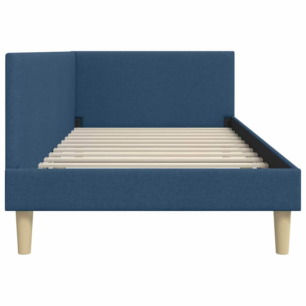 Hoekbedframe Blauw 100 cm x 200 cm Stof en multiplex is nu te koop bij PeponiXL, paradijselijk wonen!