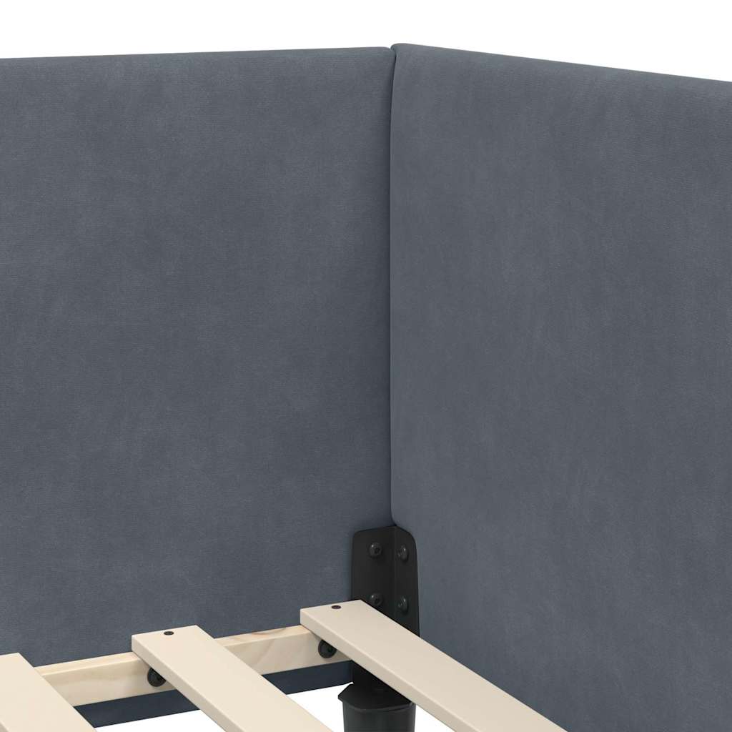 Hoekbedframe met hoofdeinde Donkergrijs 80 cm x 200 cm Fluweel is nu te koop bij PeponiXL, paradijselijk wonen!