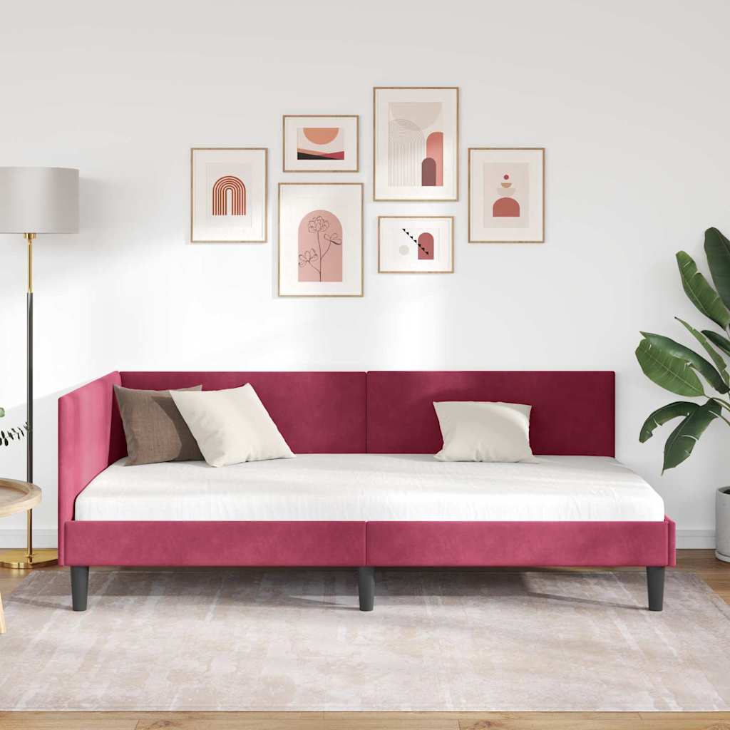 Hoekbedframe met hoofdeinde Wijnrood 80 cm x 200 cm Fluweel is nu te koop bij PeponiXL, paradijselijk wonen!