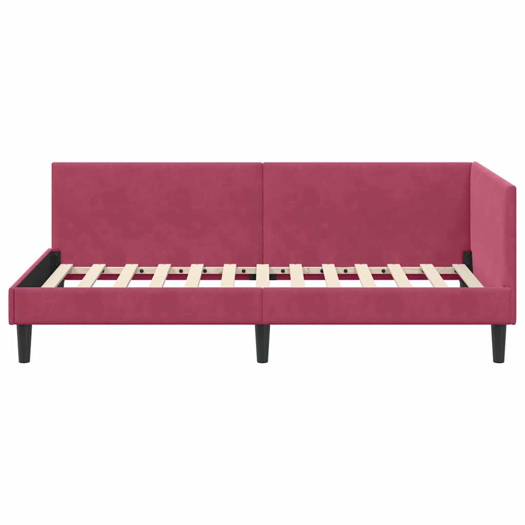 Hoekbedframe met hoofdeinde Wijnrood 80 cm x 200 cm Fluweel is nu te koop bij PeponiXL, paradijselijk wonen!
