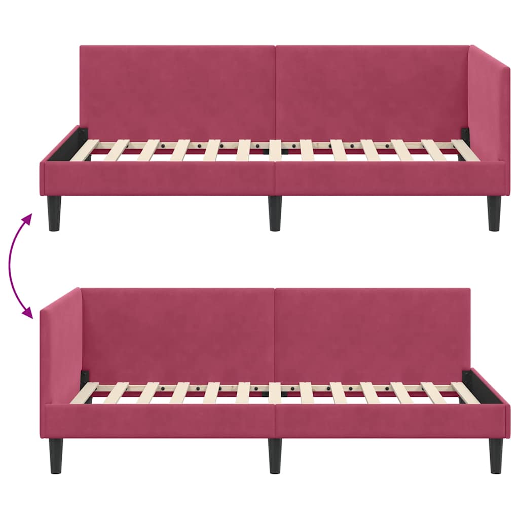 Hoekbedframe met hoofdeinde Wijnrood 80 cm x 200 cm Fluweel is nu te koop bij PeponiXL, paradijselijk wonen!