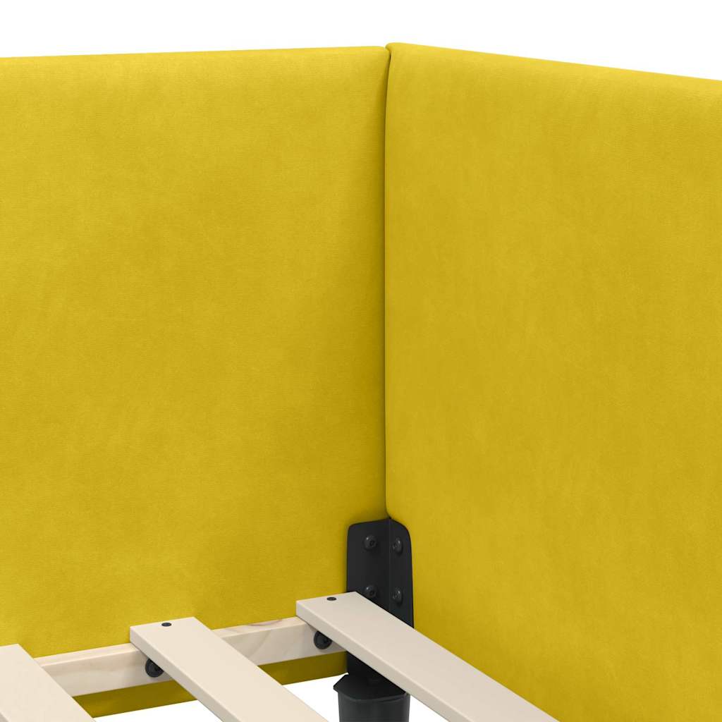Hoekbedframe met hoofdeinde Geel 80 cm x 200 cm Fluweel is nu te koop bij PeponiXL, paradijselijk wonen!