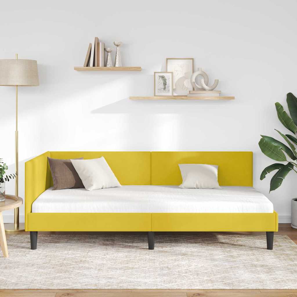 Hoekbedframe met hoofdeinde Geel 80 cm x 200 cm Fluweel is nu te koop bij PeponiXL, paradijselijk wonen!