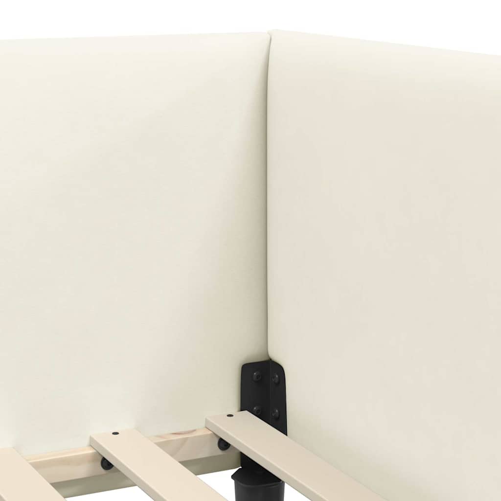 Hoekbedframe met hoofdeinde Crème 80 cm x 200 cm Fluweel is nu te koop bij PeponiXL, paradijselijk wonen!