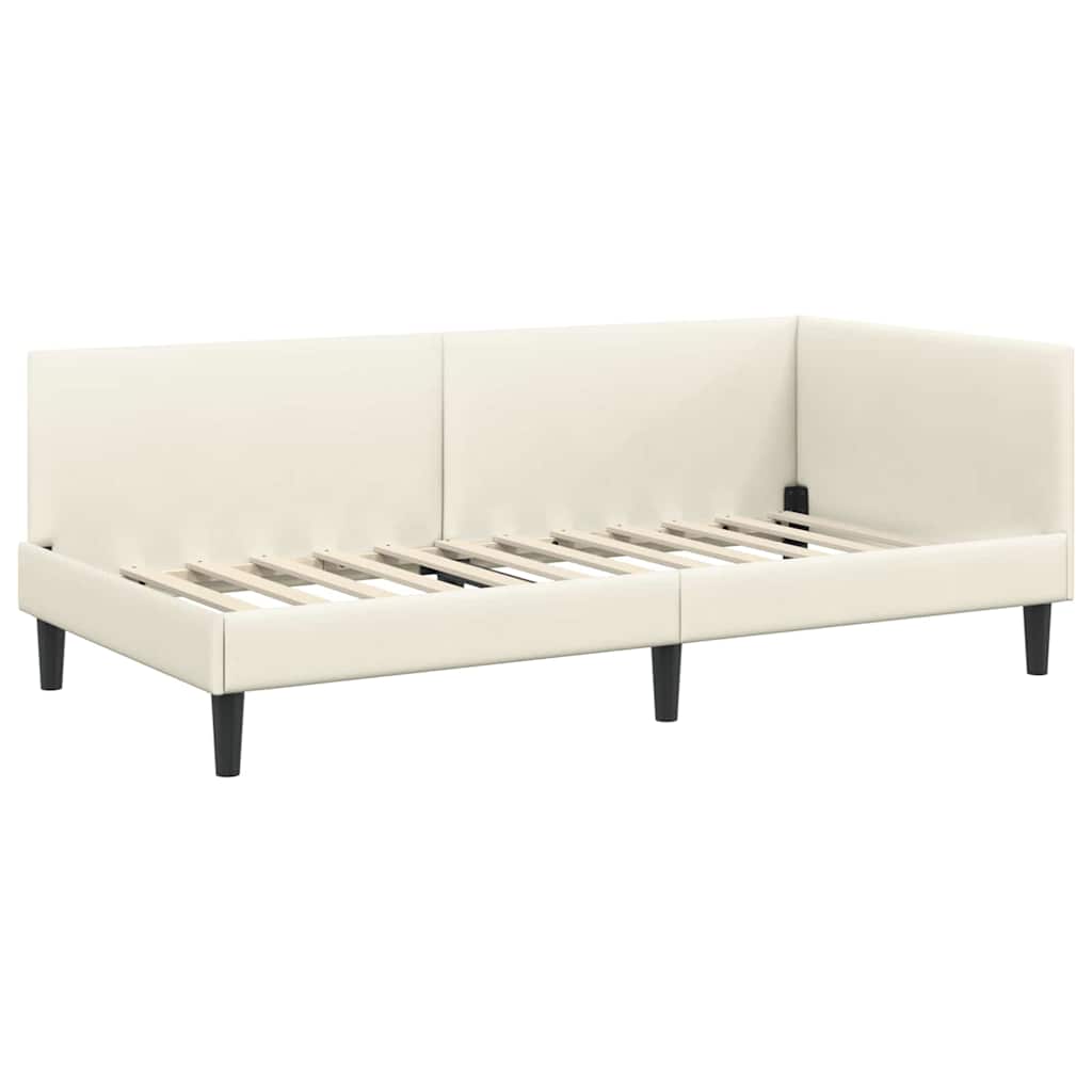Hoekbedframe met hoofdeinde Crème 80 cm x 200 cm Fluweel is nu te koop bij PeponiXL, paradijselijk wonen!