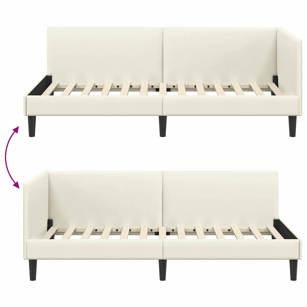 Hoekbedframe met hoofdeinde Crème 80 cm x 200 cm Fluweel is nu te koop bij PeponiXL, paradijselijk wonen!
