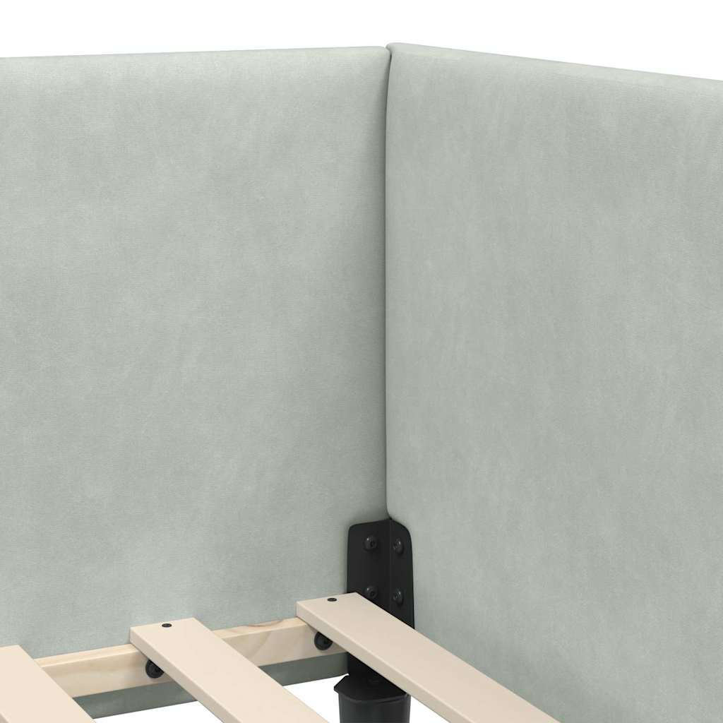 Hoekbedframe met hoofdeinde Lichtgrijs 90 cm x 190 cm Fluweel is nu te koop bij PeponiXL, paradijselijk wonen!