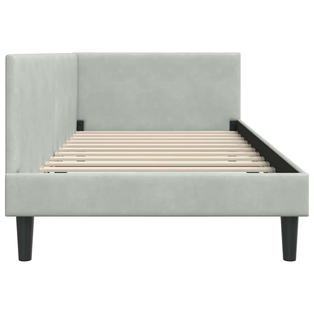 Hoekbedframe met hoofdeinde Lichtgrijs 90 cm x 190 cm Fluweel is nu te koop bij PeponiXL, paradijselijk wonen!