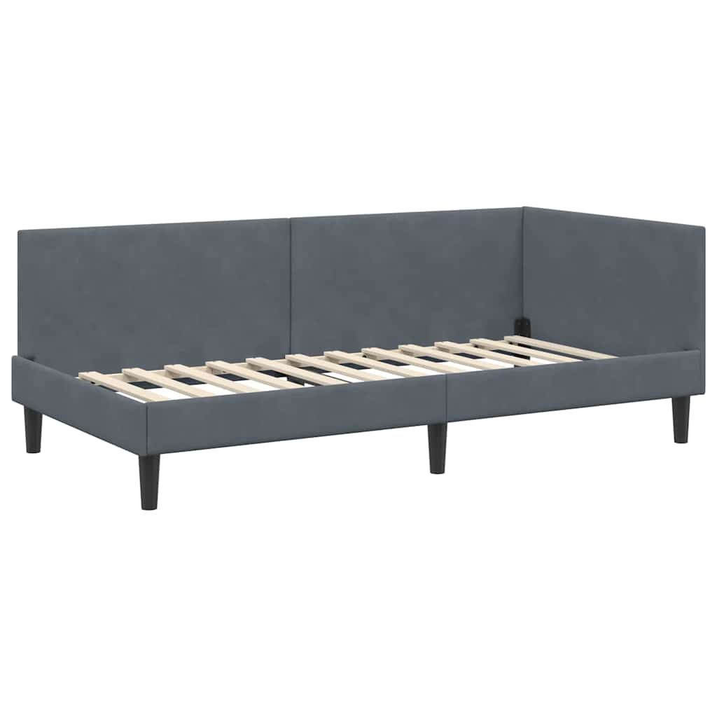 Hoekbedframe met hoofdeinde Donkergrijs 90 cm x 190 cm Fluweel is nu te koop bij PeponiXL, paradijselijk wonen!