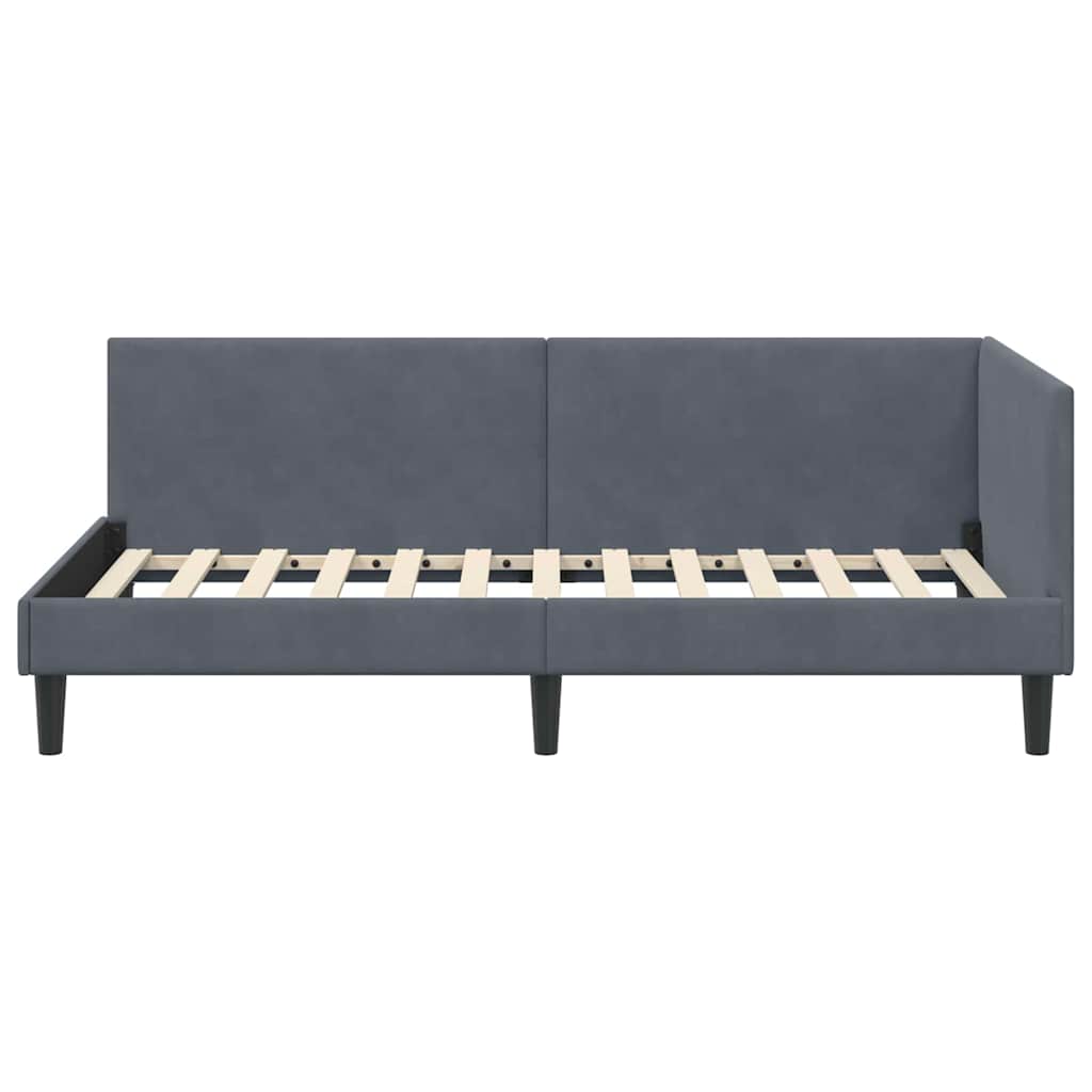 Hoekbedframe met hoofdeinde Donkergrijs 90 cm x 190 cm Fluweel is nu te koop bij PeponiXL, paradijselijk wonen!