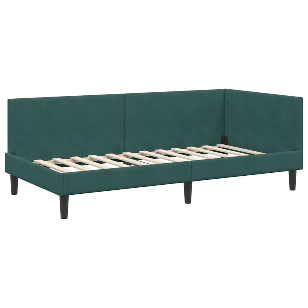 Hoekbedframe met hoofdeinde Donkergroen 90 cm x 190 cm Fluweel is nu te koop bij PeponiXL, paradijselijk wonen!