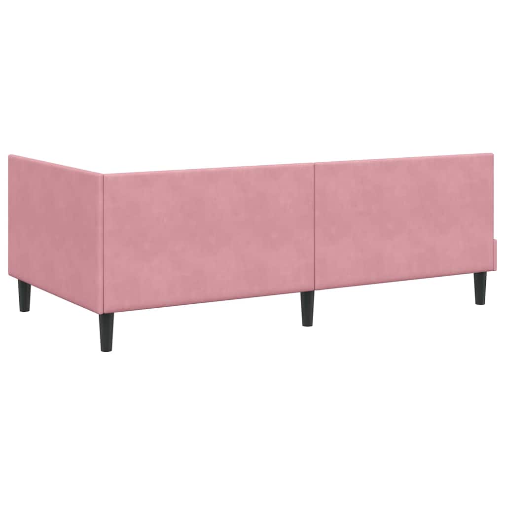 Hoekbedframe met hoofdeinde Roze 90 cm x 190 cm Fluweel is nu te koop bij PeponiXL, paradijselijk wonen!