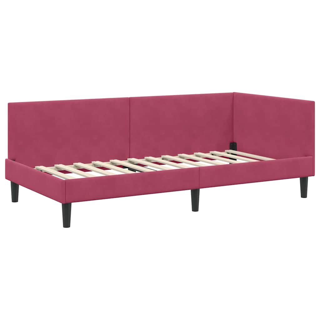Hoekbedframe met hoofdeinde Wijnrood 90 cm x 190 cm Fluweel is nu te koop bij PeponiXL, paradijselijk wonen!