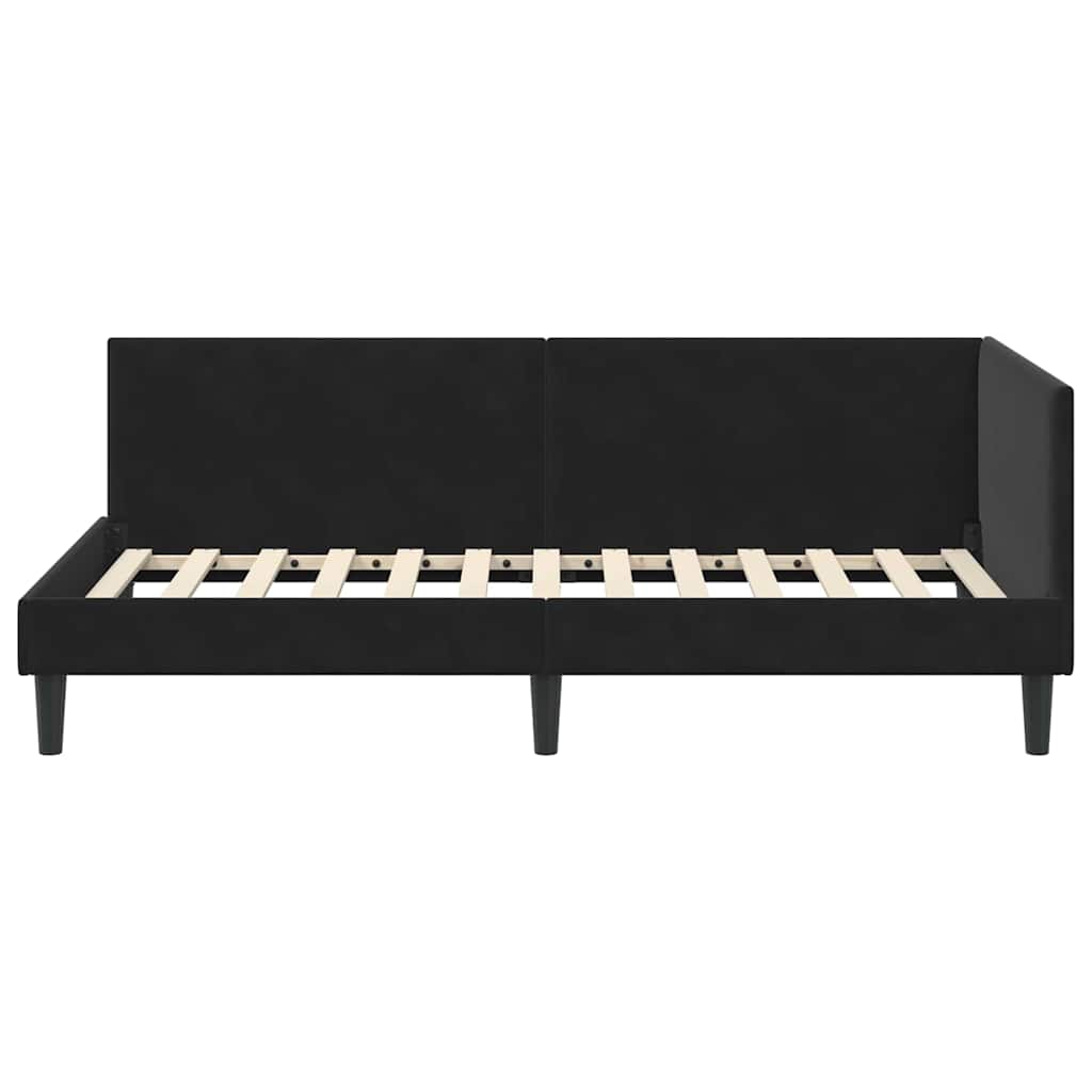 Hoekbedframe met hoofdeinde Zwart 90 cm x 190 cm Fluweel is nu te koop bij PeponiXL, paradijselijk wonen!
