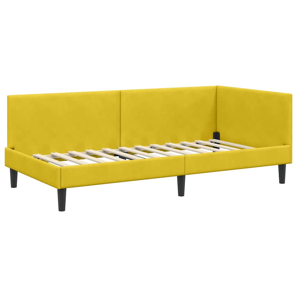 Hoekbedframe met hoofdeinde Geel 90 cm x 190 cm Fluweel is nu te koop bij PeponiXL, paradijselijk wonen!
