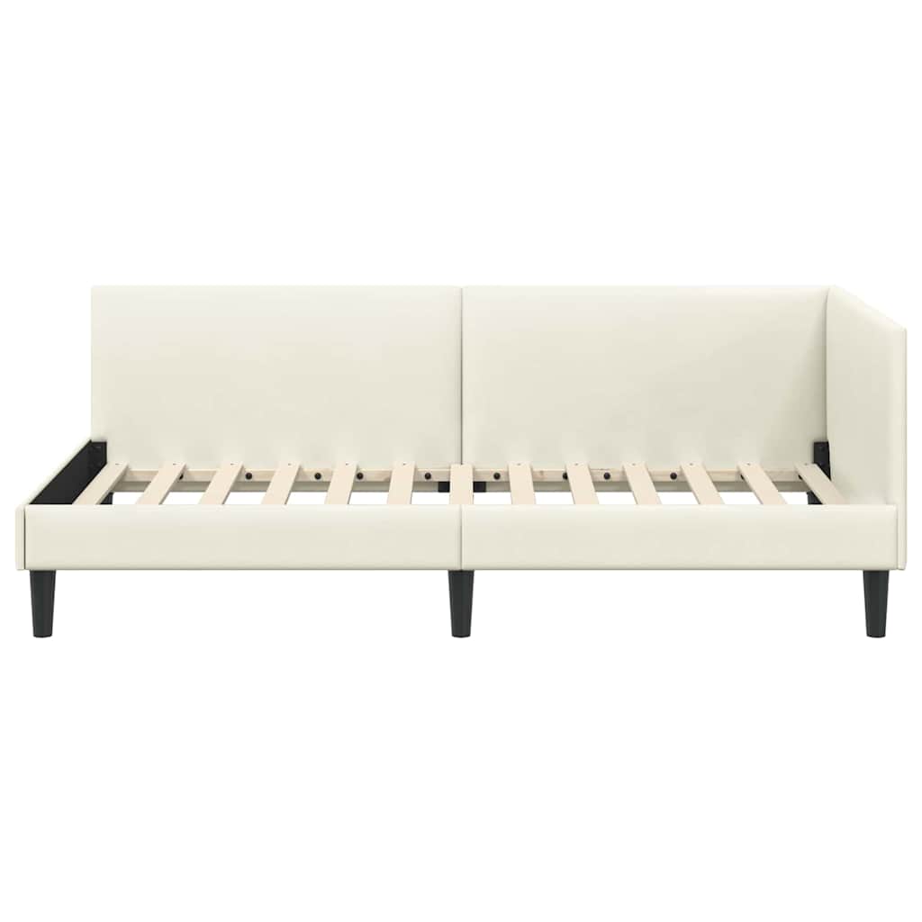 Hoekbedframe met hoofdeinde Crème 90 cm x 190 cm Fluweel is nu te koop bij PeponiXL, paradijselijk wonen!