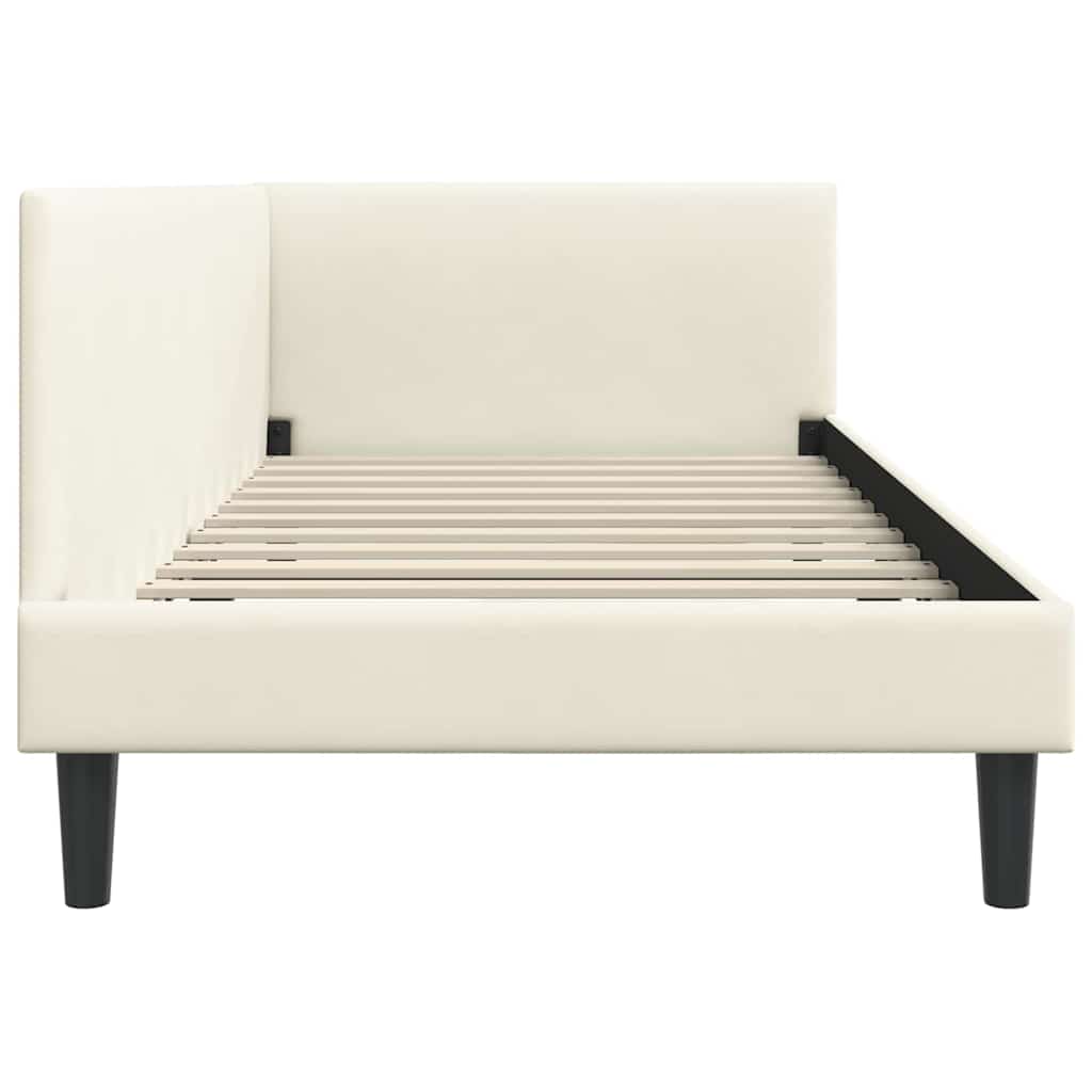 Hoekbedframe met hoofdeinde Crème 90 cm x 190 cm Fluweel is nu te koop bij PeponiXL, paradijselijk wonen!