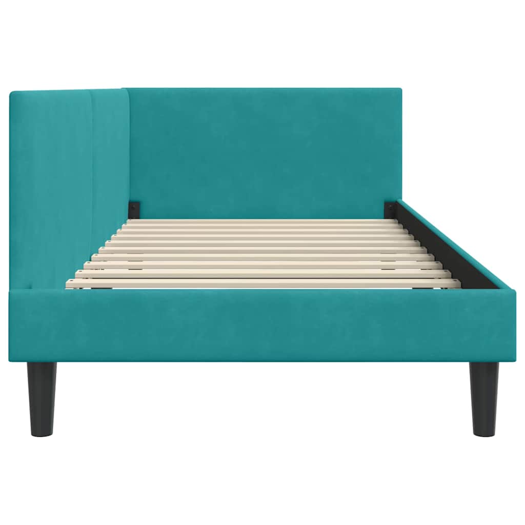 Hoekbedframe met hoofdeinde Turquoise 90 cm x 190 cm Fluweel is nu te koop bij PeponiXL, paradijselijk wonen!