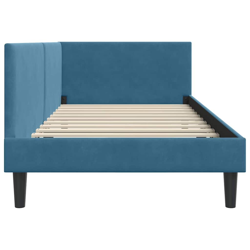 Hoekbedframe met hoofdeinde Blauw 90 cm x 200 cm Fluweel is nu te koop bij PeponiXL, paradijselijk wonen!