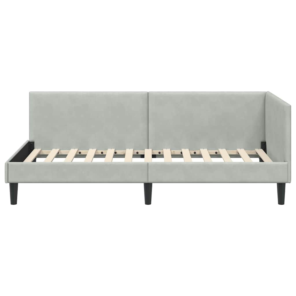 Hoekbedframe met hoofdeinde Lichtgrijs 90 cm x 200 cm Fluweel is nu te koop bij PeponiXL, paradijselijk wonen!