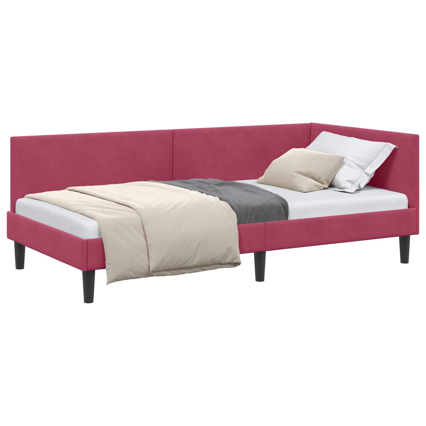 Hoekbedframe met hoofdeinde Wijnrood 90 cm x 200 cm Fluweel is nu te koop bij PeponiXL, paradijselijk wonen!