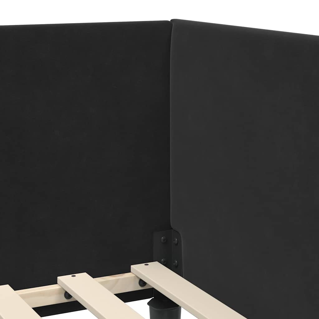 Hoekbedframe met hoofdeinde Zwart 90 cm x 200 cm Fluweel is nu te koop bij PeponiXL, paradijselijk wonen!