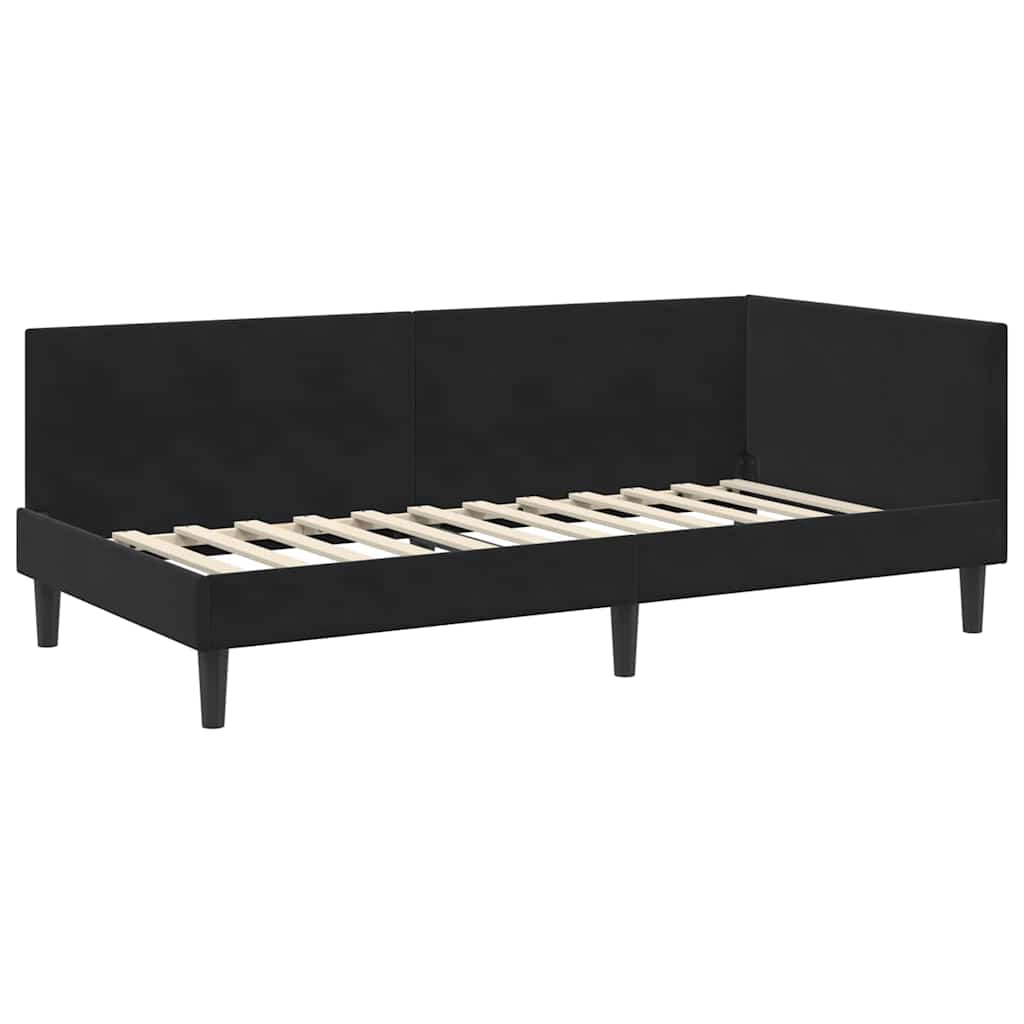 Hoekbedframe met hoofdeinde Zwart 90 cm x 200 cm Fluweel is nu te koop bij PeponiXL, paradijselijk wonen!