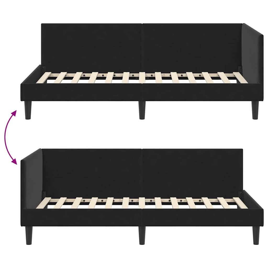 Hoekbedframe met hoofdeinde Zwart 90 cm x 200 cm Fluweel is nu te koop bij PeponiXL, paradijselijk wonen!