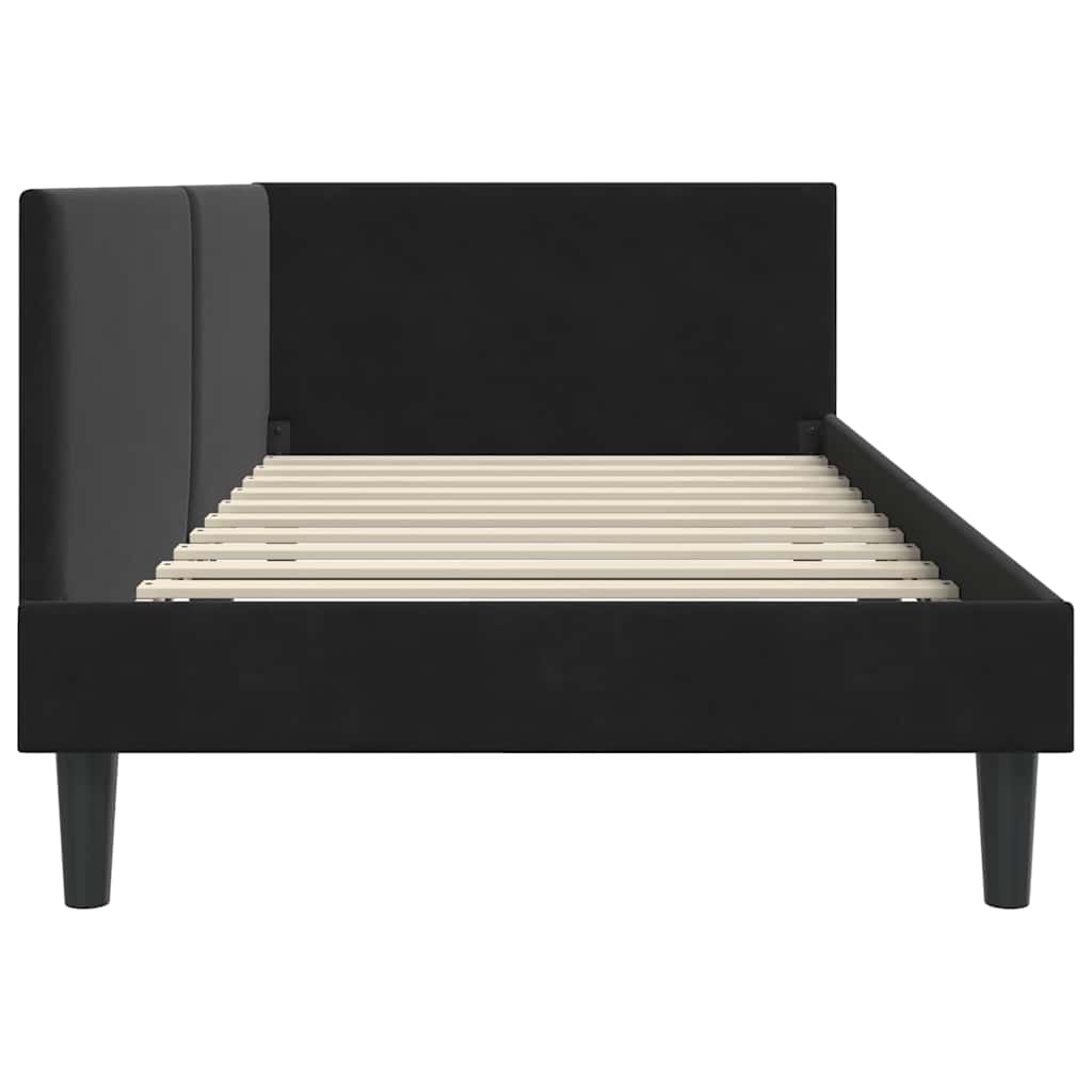 Hoekbedframe met hoofdeinde Zwart 90 cm x 200 cm Fluweel is nu te koop bij PeponiXL, paradijselijk wonen!