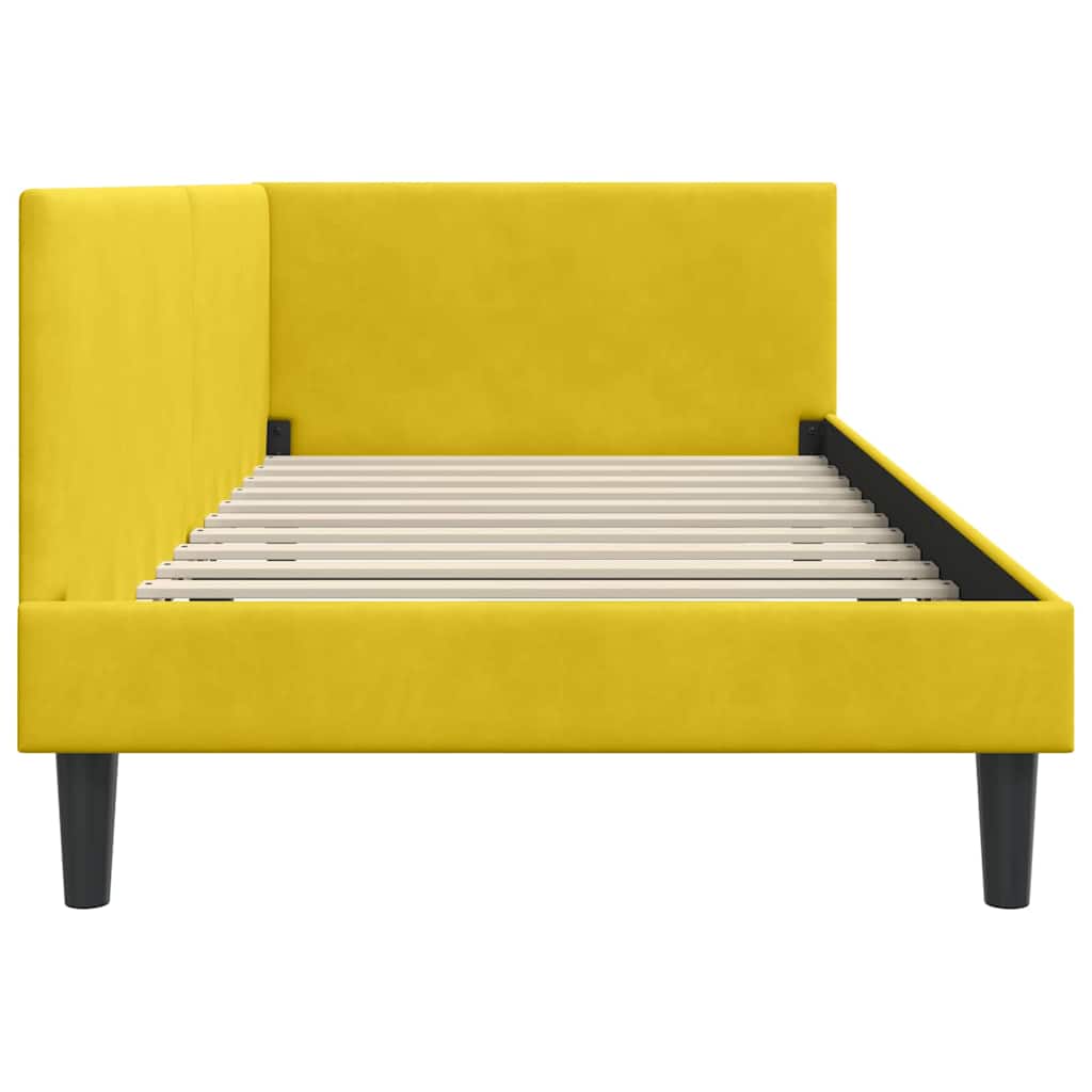 Hoekbedframe met hoofdeinde Geel 90 cm x 200 cm Fluweel is nu te koop bij PeponiXL, paradijselijk wonen!