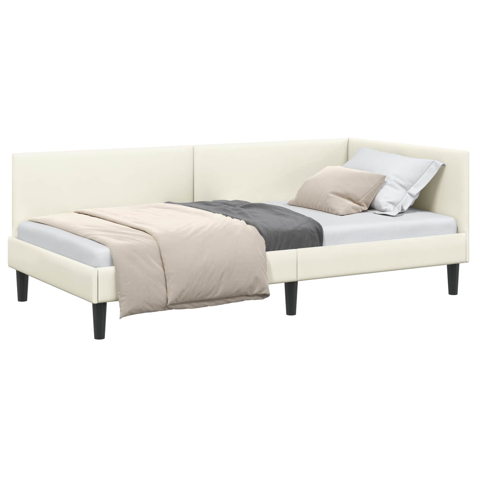 Hoekbedframe met hoofdeinde Crème 90 cm x 200 cm Fluweel is nu te koop bij PeponiXL, paradijselijk wonen!
