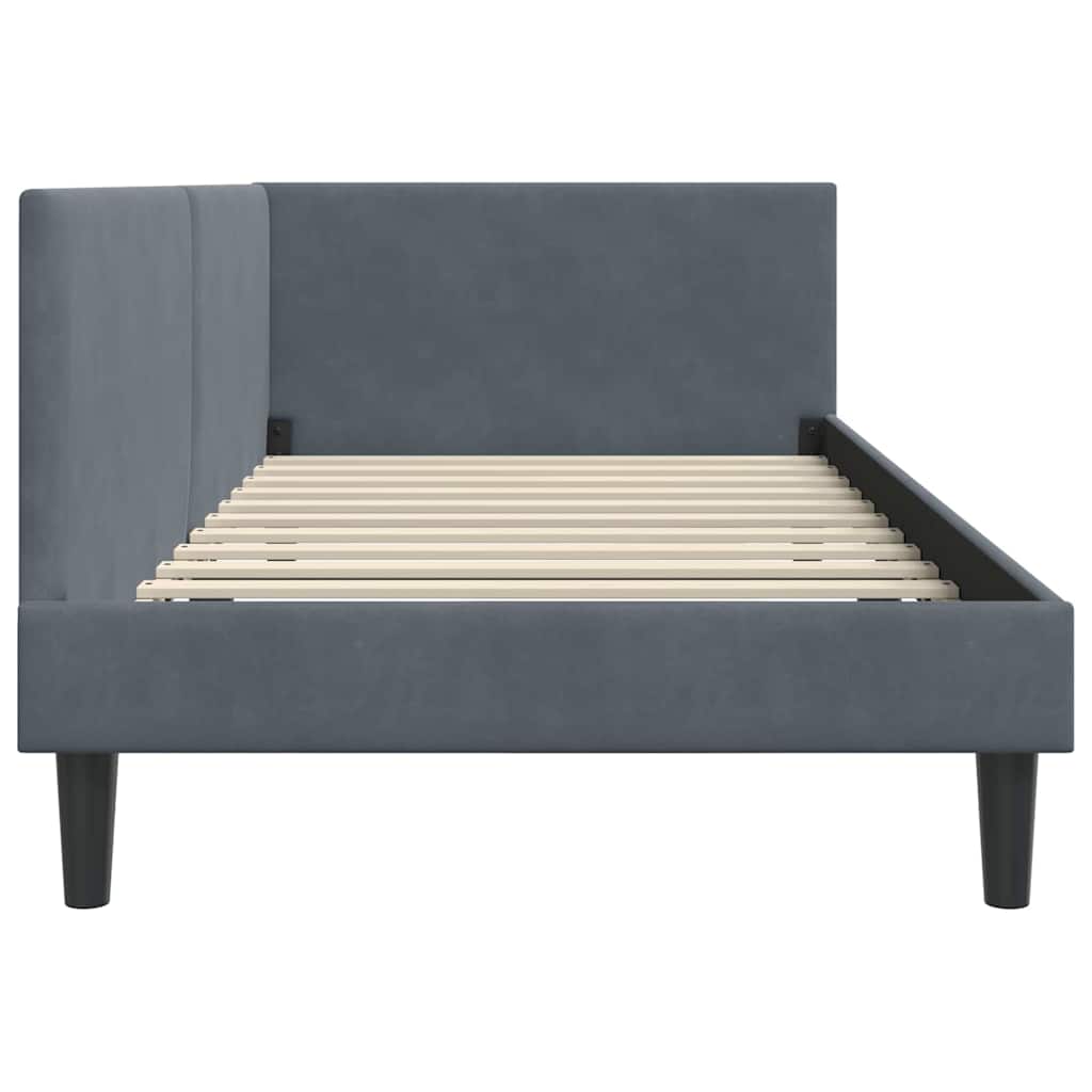 Hoekbedframe met hoofdeinde Donkergrijs 100 cm x 200 cm Fluweel is nu te koop bij PeponiXL, paradijselijk wonen!