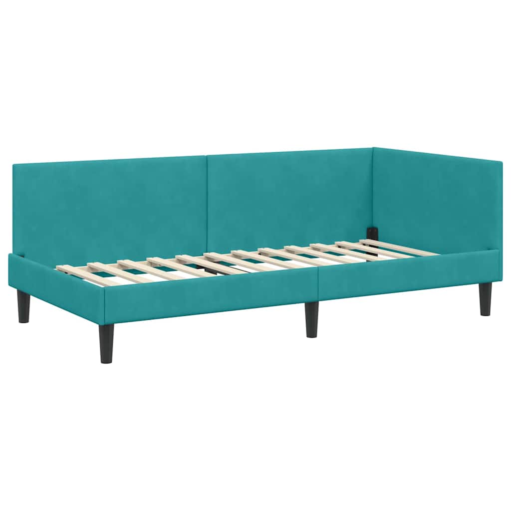 Hoekbedframe met hoofdeinde Turquoise 100 cm x 200 cm Fluweel is nu te koop bij PeponiXL, paradijselijk wonen!