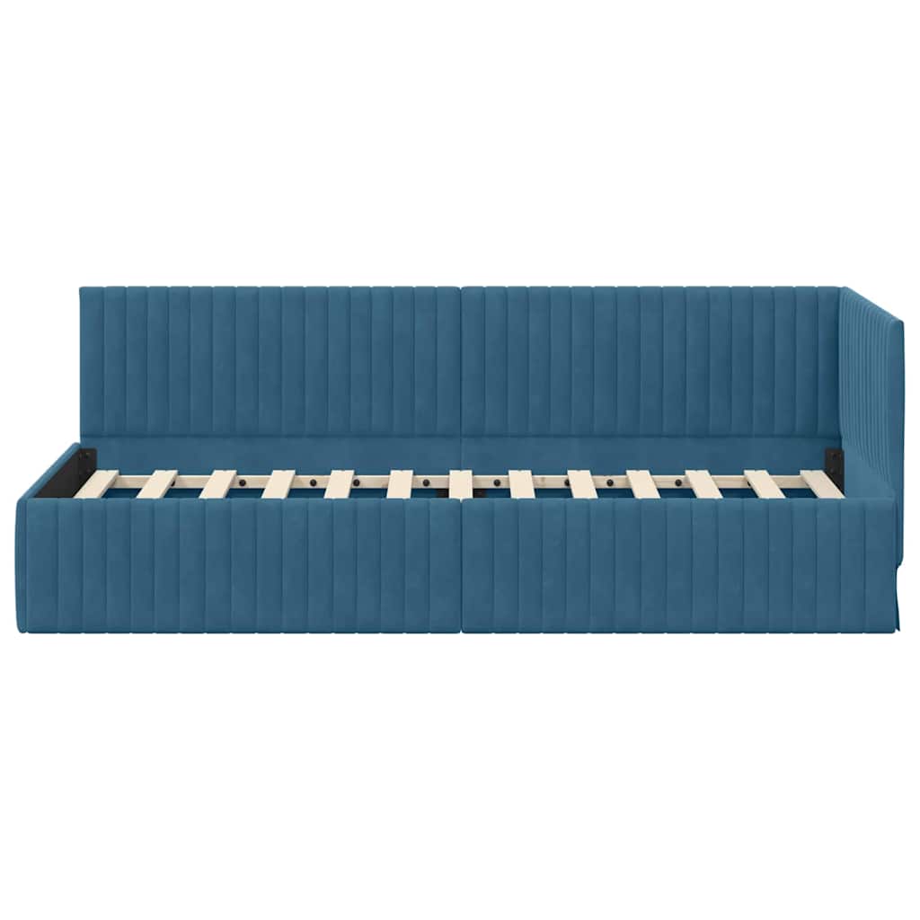 Hoekbedframe met hoofdeinde Blauw 80 cm x 200 cm Fluweel is nu te koop bij PeponiXL, paradijselijk wonen!