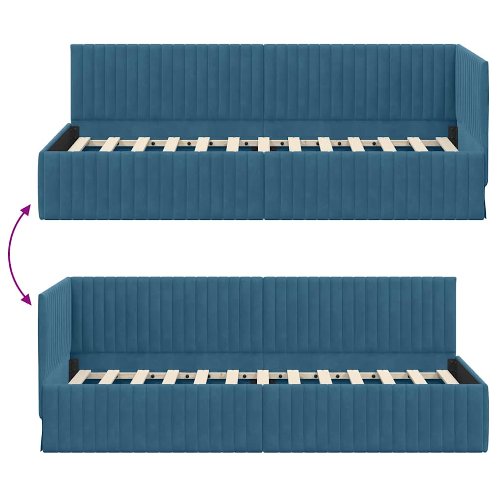 Hoekbedframe met hoofdeinde Blauw 80 cm x 200 cm Fluweel is nu te koop bij PeponiXL, paradijselijk wonen!