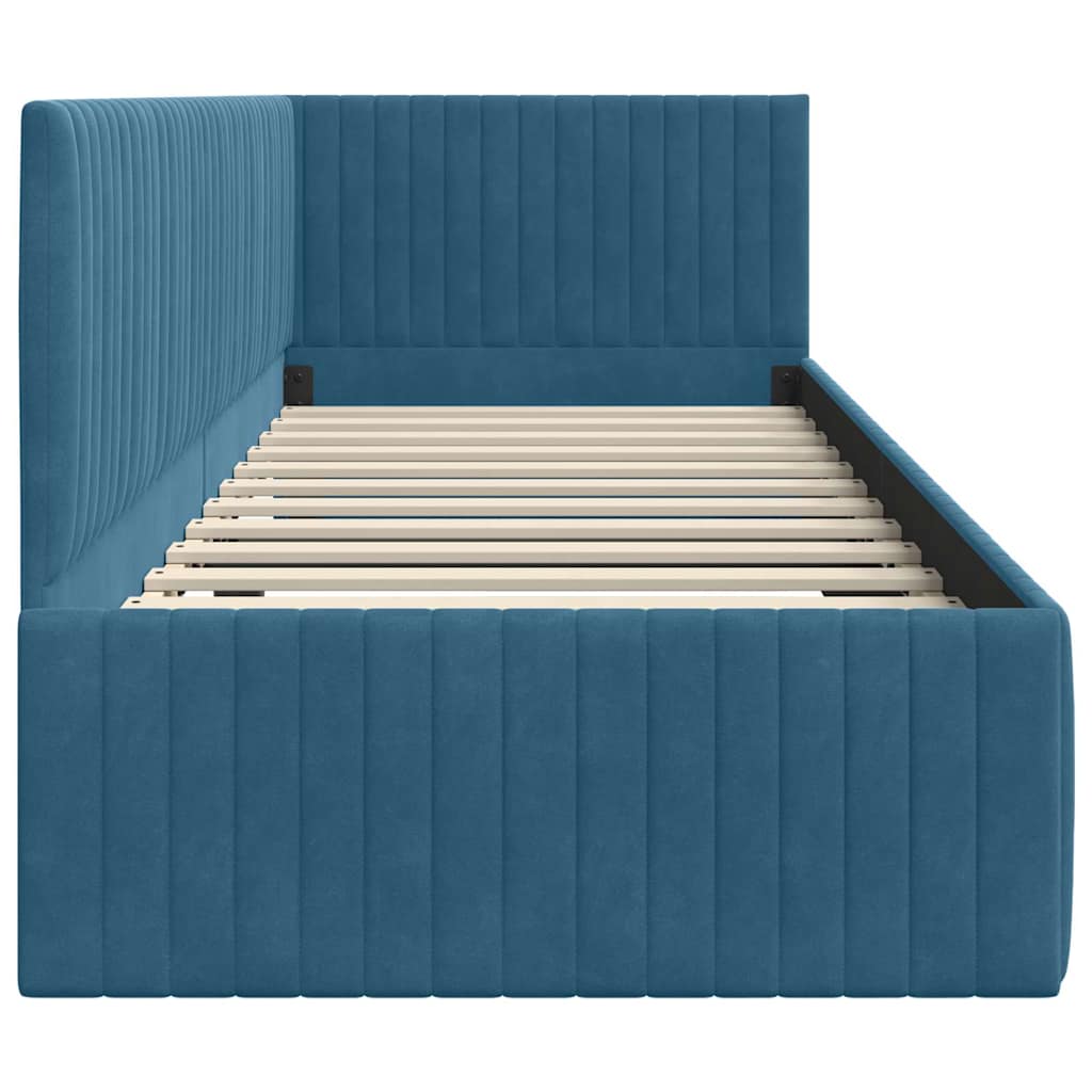Hoekbedframe met hoofdeinde Blauw 80 cm x 200 cm Fluweel is nu te koop bij PeponiXL, paradijselijk wonen!